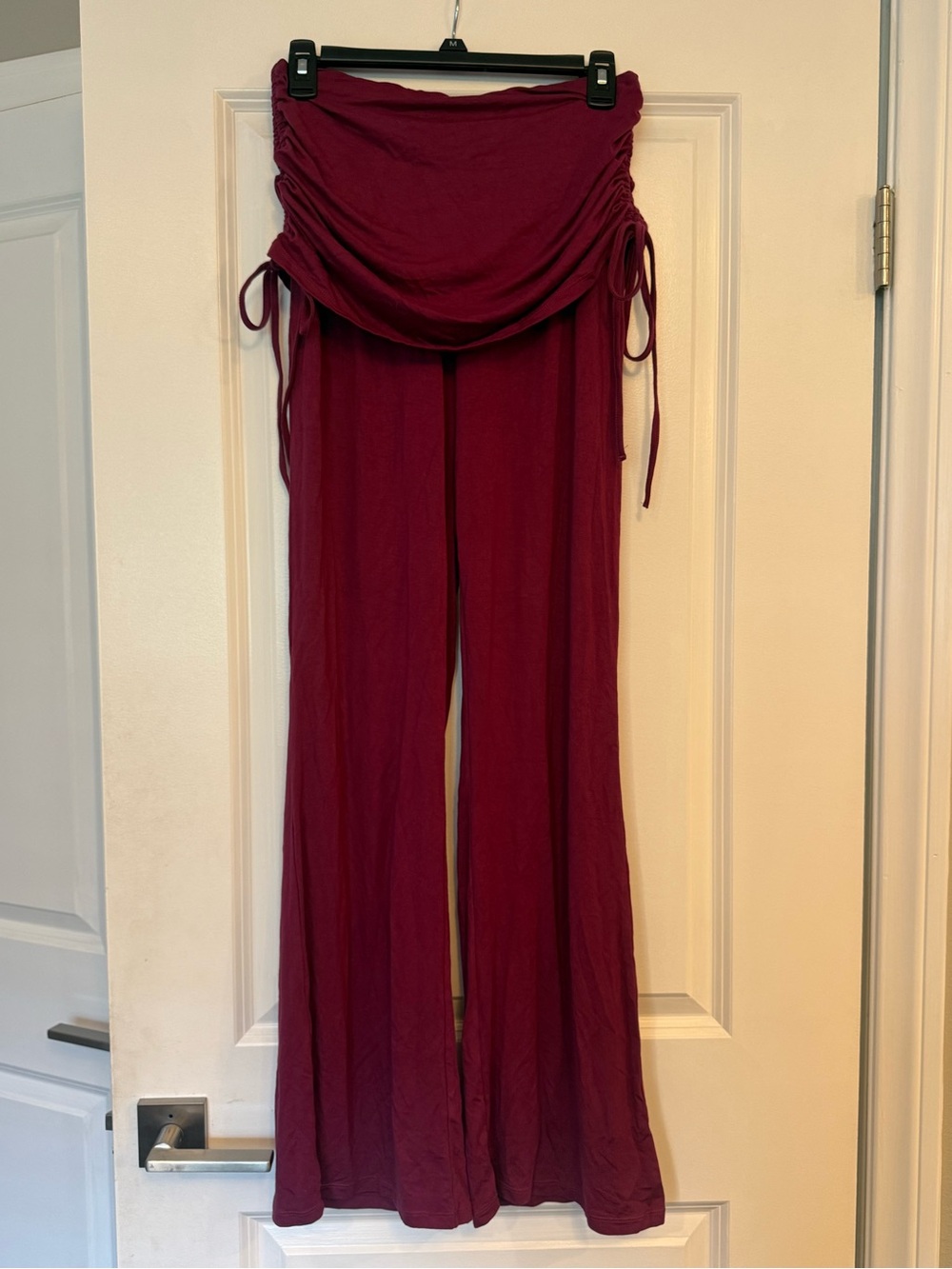 HALARA Ruched Drawstring Wide Leg Pants - Plum - Picture 2 of 3